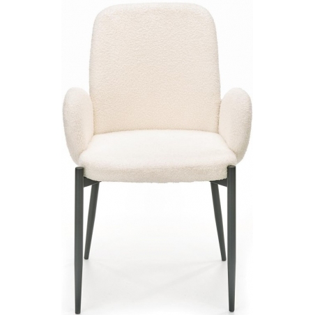 Wygodne i eleganckie Krzesło tapicerowane bouclé z podłokietnikami K477 kremowe Halmar do salonu i jadalni