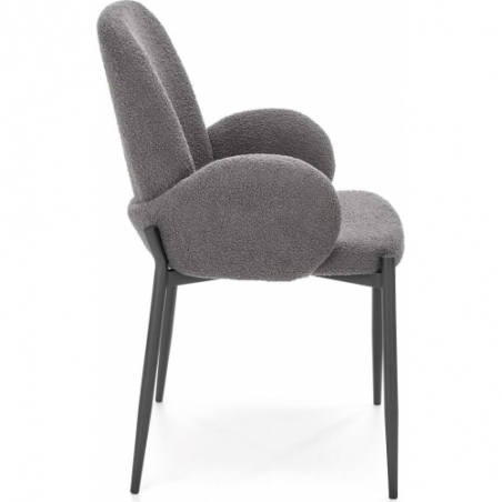 Wygodne i eleganckie Krzesło tapicerowane bouclé z podłokietnikami K477 szare Halmar do salonu i jadalni