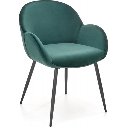 Wygodne i eleganckie Krzesło welurowe fotelowe K480 zielone Halmar do salonu i jadalni