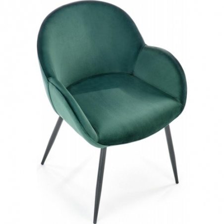 Wygodne i eleganckie Krzesło welurowe fotelowe K480 zielone Halmar do salonu i jadalni