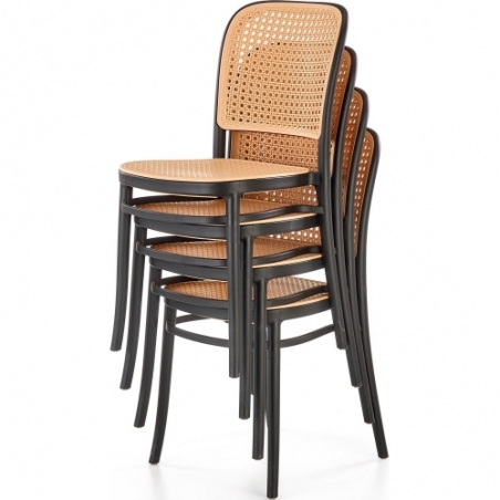 Krzesło z tworzywa boho K483 naturalny/czarny Halmar do kuchni