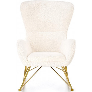 Fotel bujany glamour bouclé Liberto kremowy/złoty Halmar 2