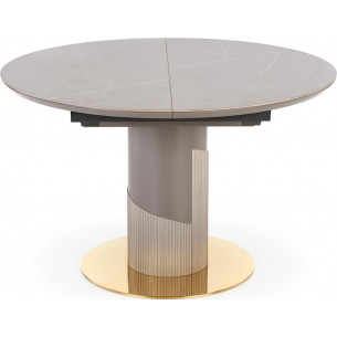 Muscat 120cm dusty marble&amp;light grey&amp;gold round extendable glamour table Halmar