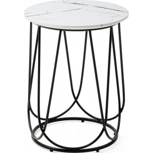 Nubira 40cm white marble&amp;black modern wire side table Halmar