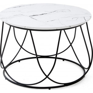 Nubira 60cm white marble&amp;black modern wire coffee table Halmar