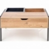 Podium 85x80cm natural&amp;black folding coffee table with storage Halmar