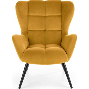 Fotel welurowy pikowany Tyrion Velvet musztardowy Halmar 2