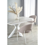 Vivaldi 160x89cm white marble&amp;white glamour extendable table Halmar