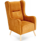 Chester II mustard upholstered armchair with wooden legs Halmar