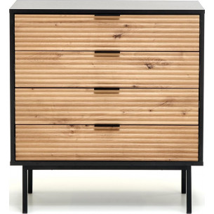 Murano KM2 80x40cm oak artisan&amp;black chest of drawers on legs with fluted front Halmar