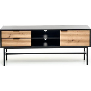 Murano 150x40 oak artisan&amp;black tv cabinet on legs with ribbed front Halmar 2
