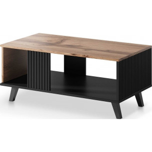 Random 92x50cm oak wotan&amp;black coffee table with shelf Halmar