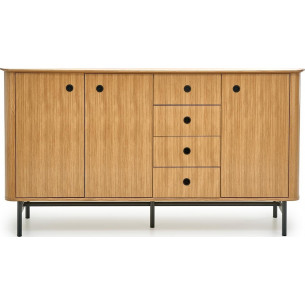 Smart 167cm oak natural&amp;black retro chest of drawers on legs Halmar