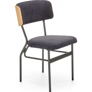 Smart oak natural&amp;black wooden chair with upholstered seat Halmar