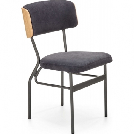 Stylowe Krzesło drewniane z tapicerowanym siedziskiem Smart dąb naturalny/czarny Halmar do kuchni i jadalni
