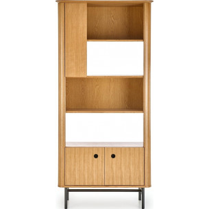 Smart 196cm oak natural&amp;black standing unit shelf on legs Halmar