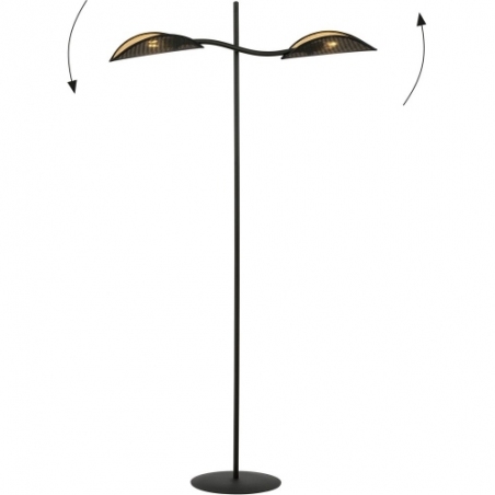 Stylowa Lampa podłogowa designerska Lotus czarno-złota Emibig do salonu i sypialni