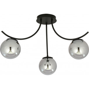 Boston III graphite&amp;black glass ceiling lamp Emibig