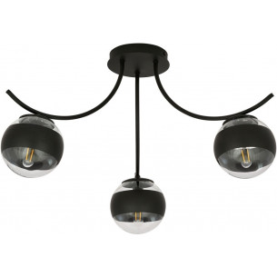 Boston III black&amp;clear glass ceiling lamp Emibig