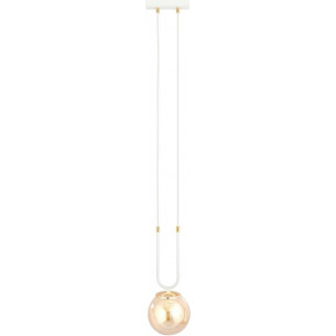 Glam white&amp;amber glass globe pendant lamp Emibig