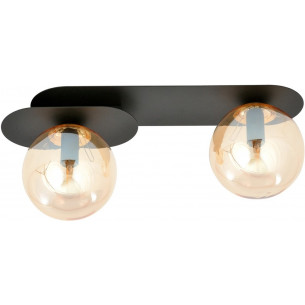 Plaza II black&amp;amber double glass ceiling light Emibig