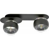 Plaza II black&amp;transparent double glass ceiling lamp Emibig