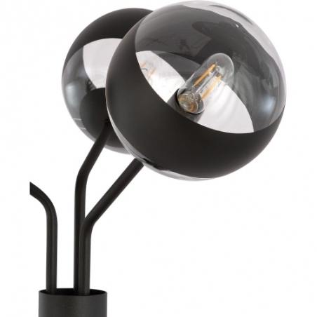 Stylowa Lampa podłogowa szklane kule Nova czarna-przeźroczysta Emibig do salonu i sypialni
