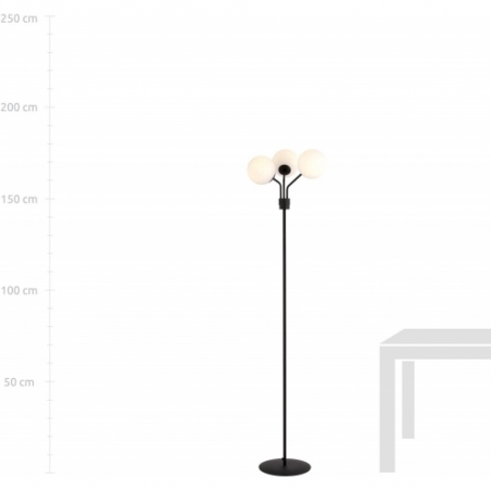 Stylowa Lampa podłogowa szklane kule Nova biało-czarna Emibig do salonu i sypialni