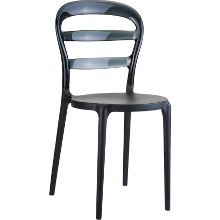 Designerskie Krzesło z tworzywa Miss Bibi Black Czarny z czarnym przeźroczystym Siesta do jadalni, kuchni i salonu.