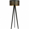 Stylowa Lampa podłogowa trójnóg z abażurem Aston czarno-złota Emibig do salonu i sypialni