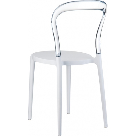 Designerskie Krzesło z tworzywa Bobo White Biały z przeźroczystym Siesta do jadalni, kuchni i salonu.