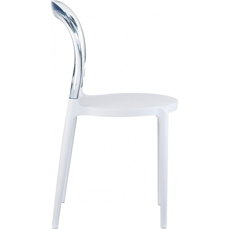 Designerskie Krzesło z tworzywa Bobo White Biały z przeźroczystym Siesta do jadalni, kuchni i salonu.