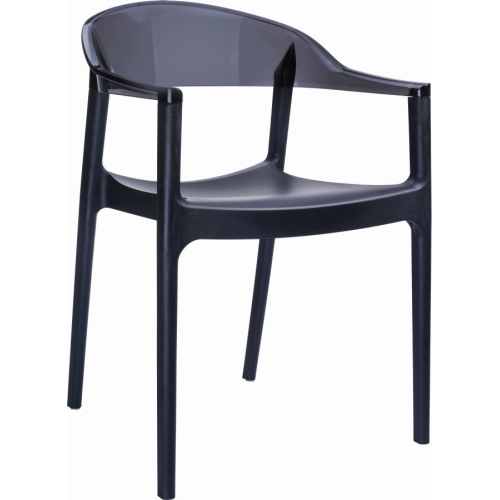 Designerskie Krzesło z podłokietnikami Carmen Armchair Black Czarny z czarnym przeźroczystym Siesta do jadalni, kuchni i salonu.