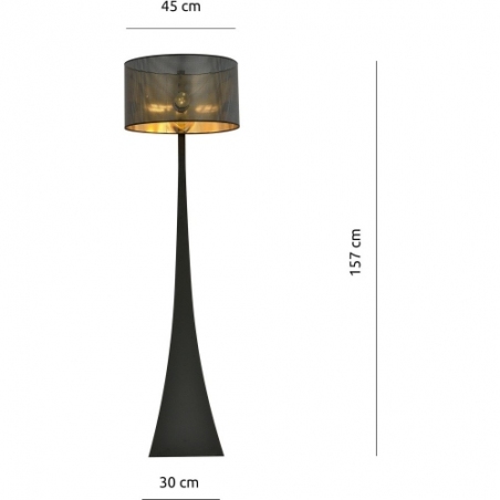 Stylowa Lampa podłogowa z abażurem Estrella czarno-złota Emibig do salonu i sypialni