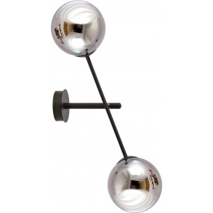 Linear graphite&amp;black wall lamp with 2 glass spheres Emibig