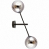 Linear graphite&amp;black wall lamp with 2 glass spheres Emibig