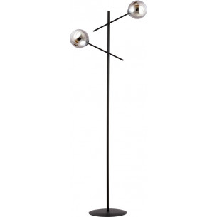 Linear graphite&amp;black floor lamp with 2 glass spheres Emibig