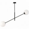 Linear opal&amp;black ceiling lamp with 2 glass spheres Emibig