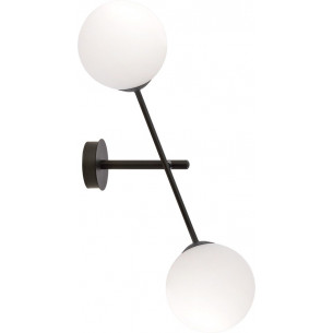 Linear opal&amp;black ceiling lamp with glass balls Emibig