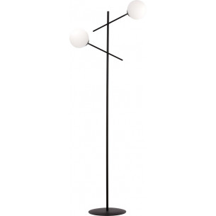 Linear opal&amp;black floor lamp with 2 glass spheres Emibig