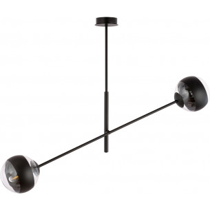 Linear Stripe transparent&amp;black ceiling lamp with 2 glass spheres Emibig