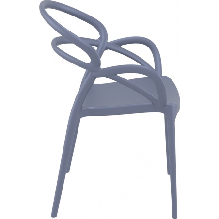 Stylowe Krzesło plastikowe z podłokietnikami Mila Ciemno szare Siesta do salonu i jadalni.