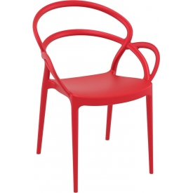 Mila red plastic chair with armrests Siesta