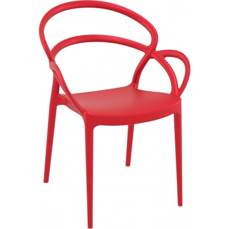 Stylowe Krzesło plastikowe z podłokietnikami Mila Czerwone Siesta do salonu i jadalni.