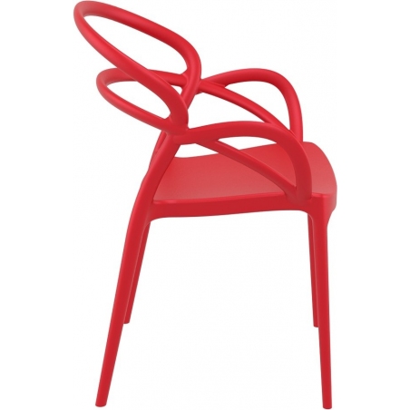 Stylowe Krzesło plastikowe z podłokietnikami Mila Czerwone Siesta do salonu i jadalni.