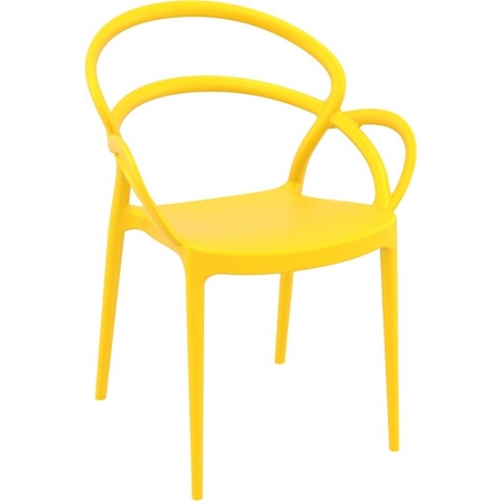 Mila yellow plastic chair with armrests Siesta