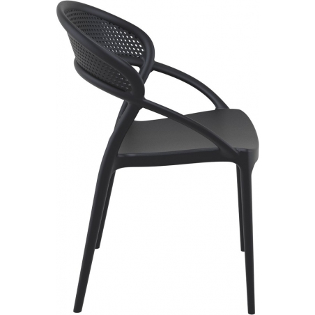Stylowe Krzesło plastikowe z podłokietnikami Sunset Czarne Siesta do salonu i jadalni.