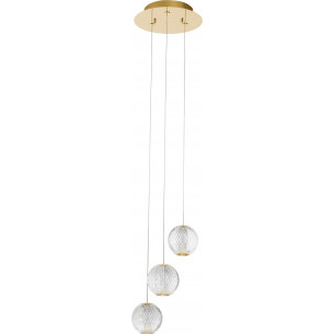 Jewels LED III transparent&amp;gold glamour glass balls pendant lamp