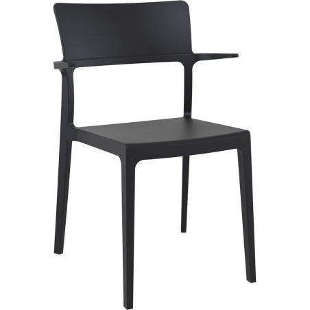 Stylowe Krzesło plastikowe z podłokietnikami Plus Czarne Siesta do salonu i jadalni.