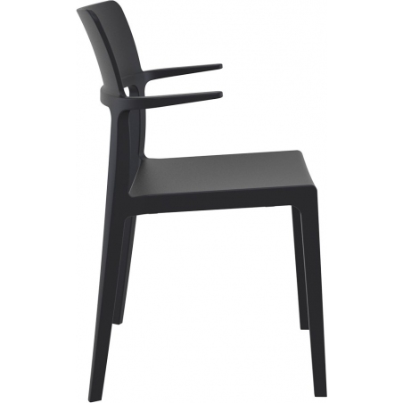 Stylowe Krzesło plastikowe z podłokietnikami Plus Czarne Siesta do salonu i jadalni.